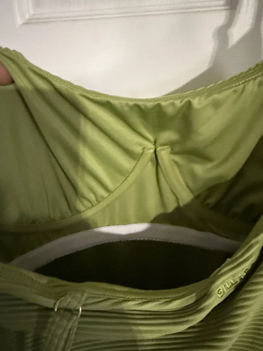 Olive Green Ribbed One-Piece Swimsuit - Picture 4 of 4